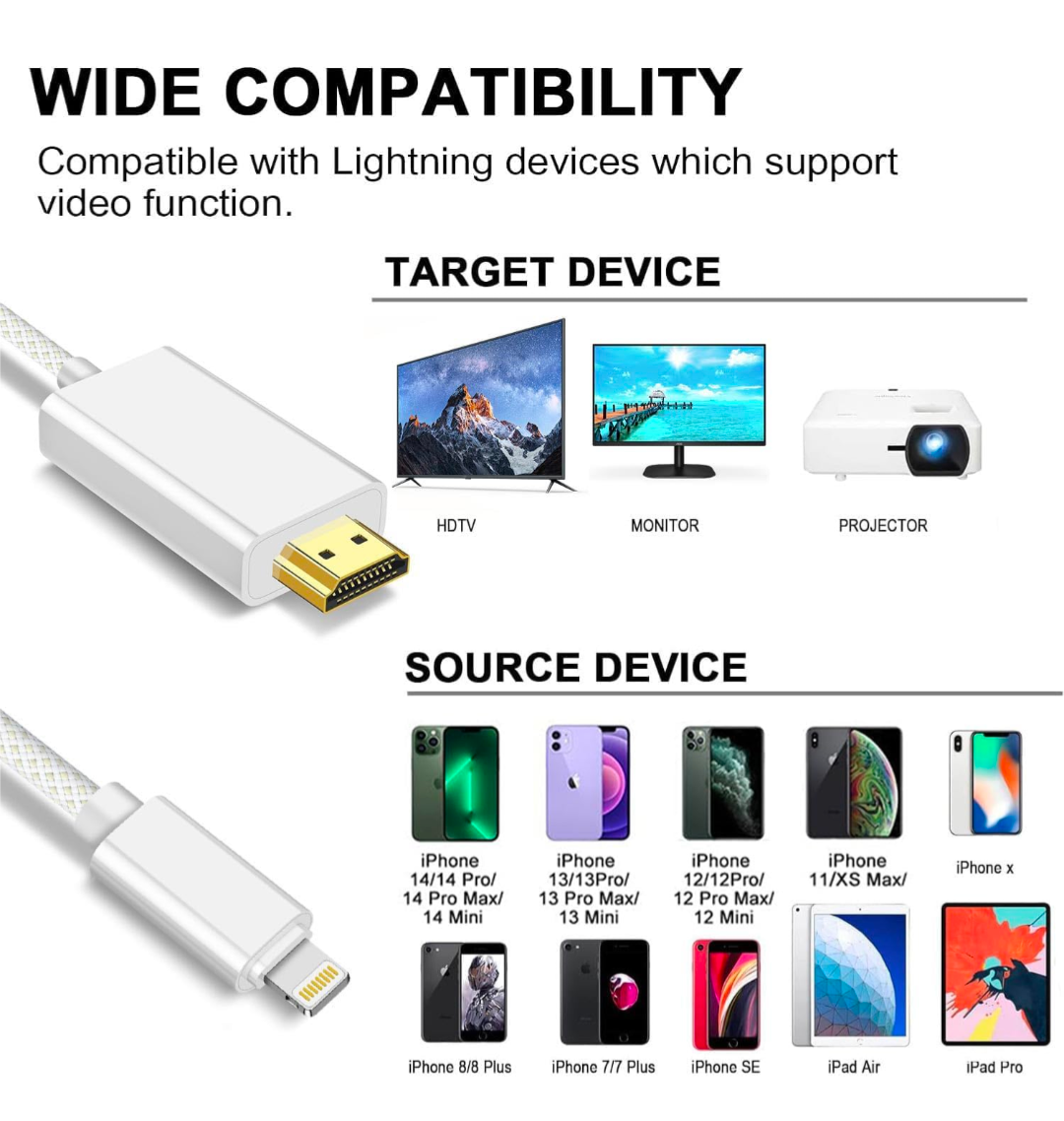 AIRSKY HDMI Cable for iPhone Digital AV Adapter 2k 60hz HD Video Sync Screen Connector AIRSKY HDMI Cable for iPhone Digital AV Adapter 2k 60hz HD Video Sync Screen Connector